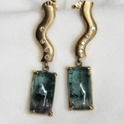 Bi-Colour Tourmaline diamond Earrings_