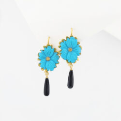 Carved Turquoise Flowers Earrings 01