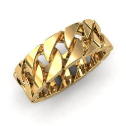 Cuban link 14k Yellow Gold ring 02