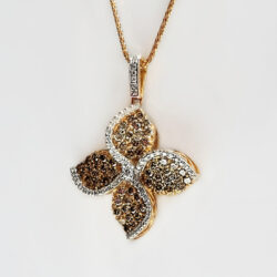 Pinwheel chocolate diamond flower pendant 01