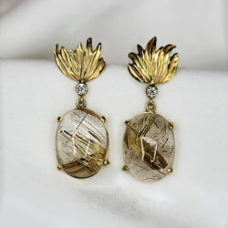 Rutilated Quartz diamond Earrings_