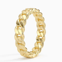 Thin cuban link 14k Yellow Gold ring 01