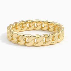 Thin cuban link 14k Yellow Gold ring 02