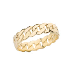Thin cuban link 14k Yellow Gold ring 03