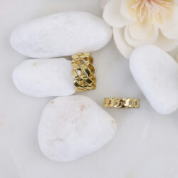 Thin cuban link 14k Yellow Gold ring 04