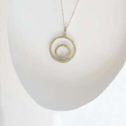 Doble circle yellow diamond pendants_