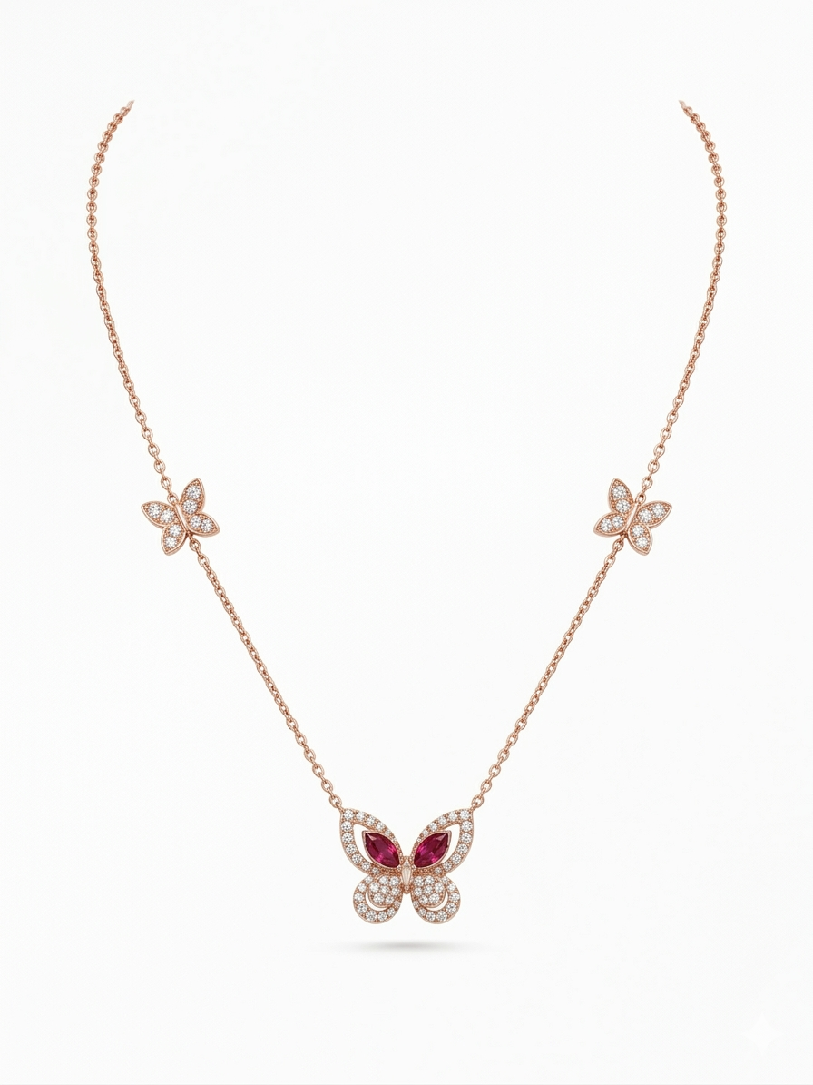 PAPILLON DIAMOND RUBY NECKLACE