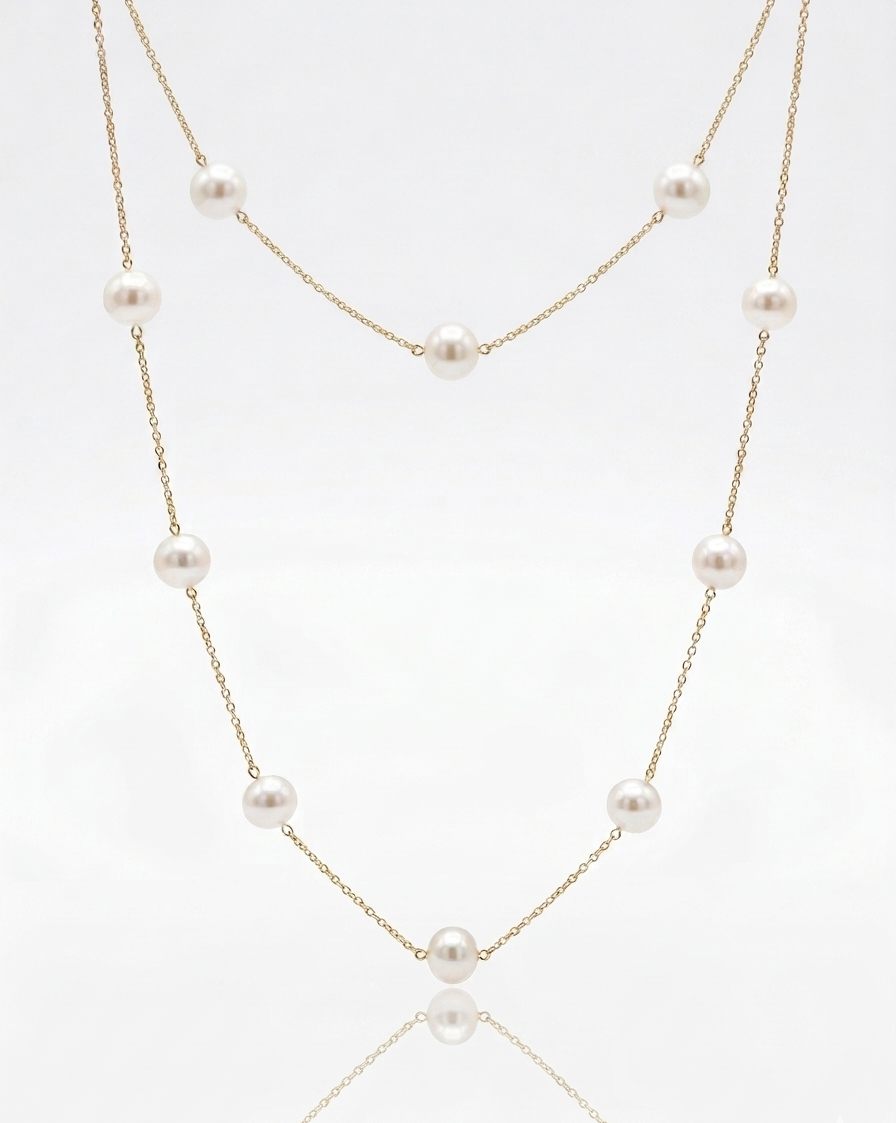 Fresh Water Culture Pearl Station Necklace