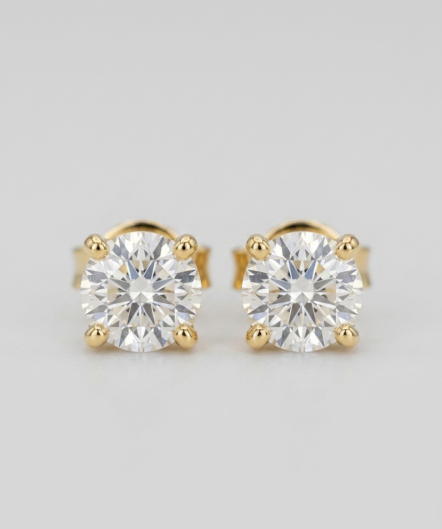 14KY Diamond Stud Earrings, 1.25TW