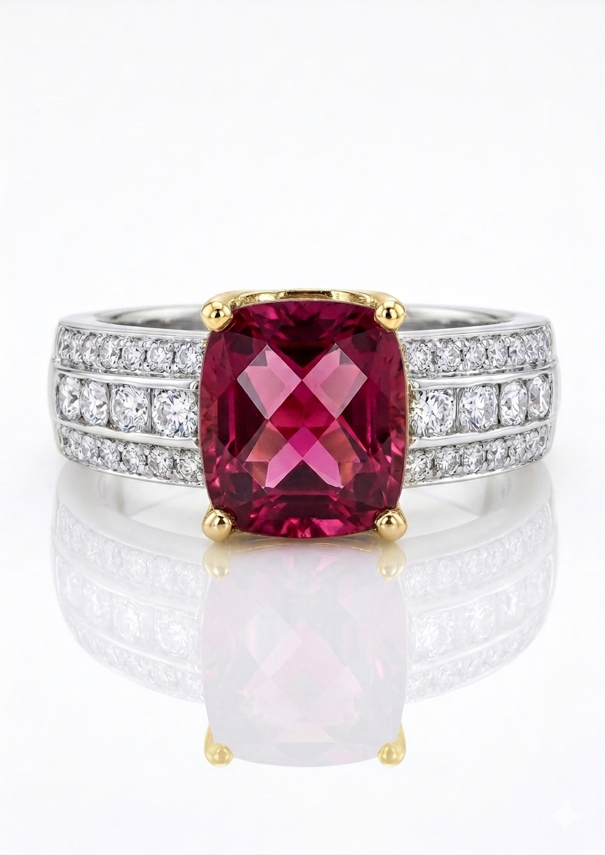 14K Pink Tourmaline & Diamond Ring