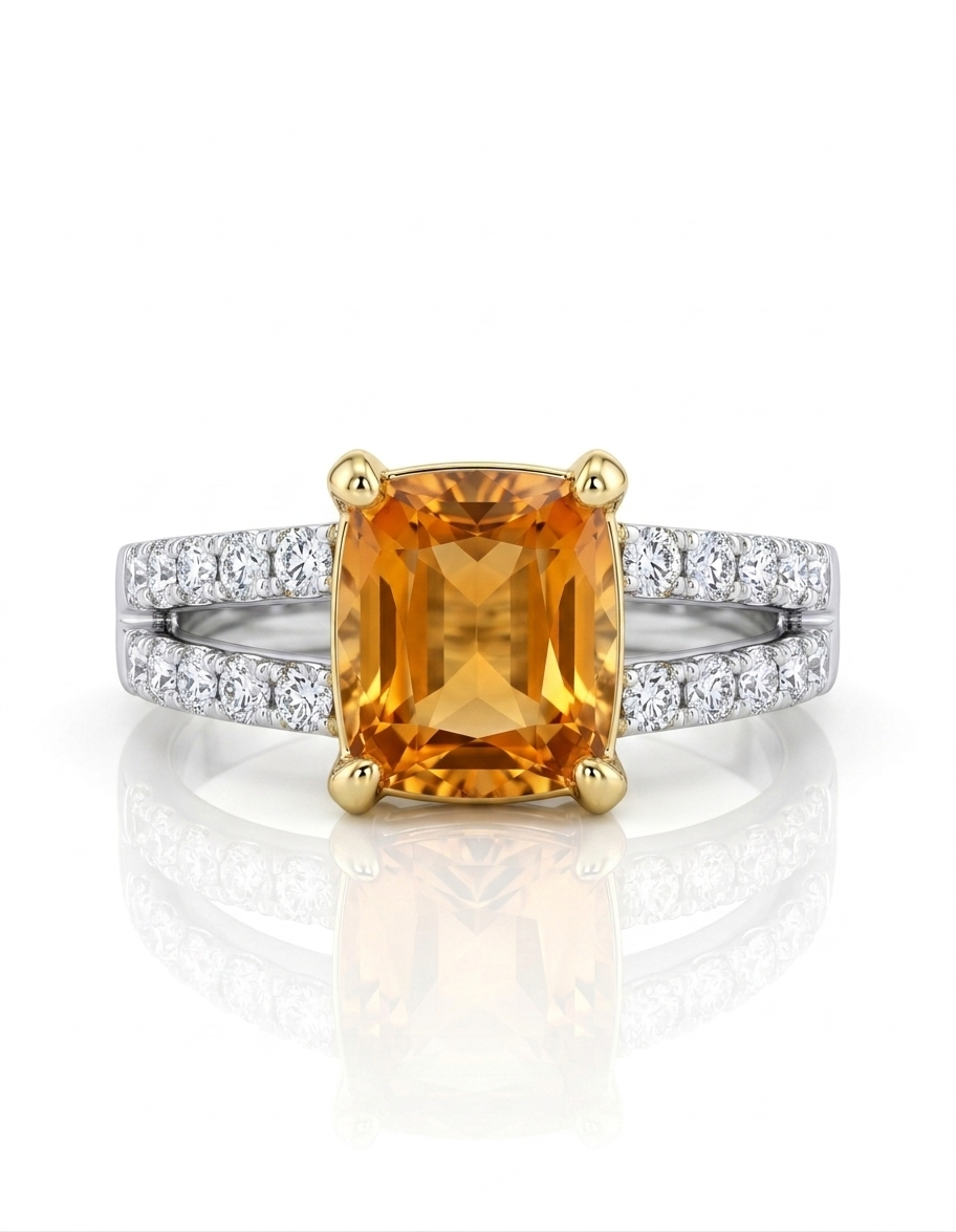 Golden Tourmaline & Diamond Ring