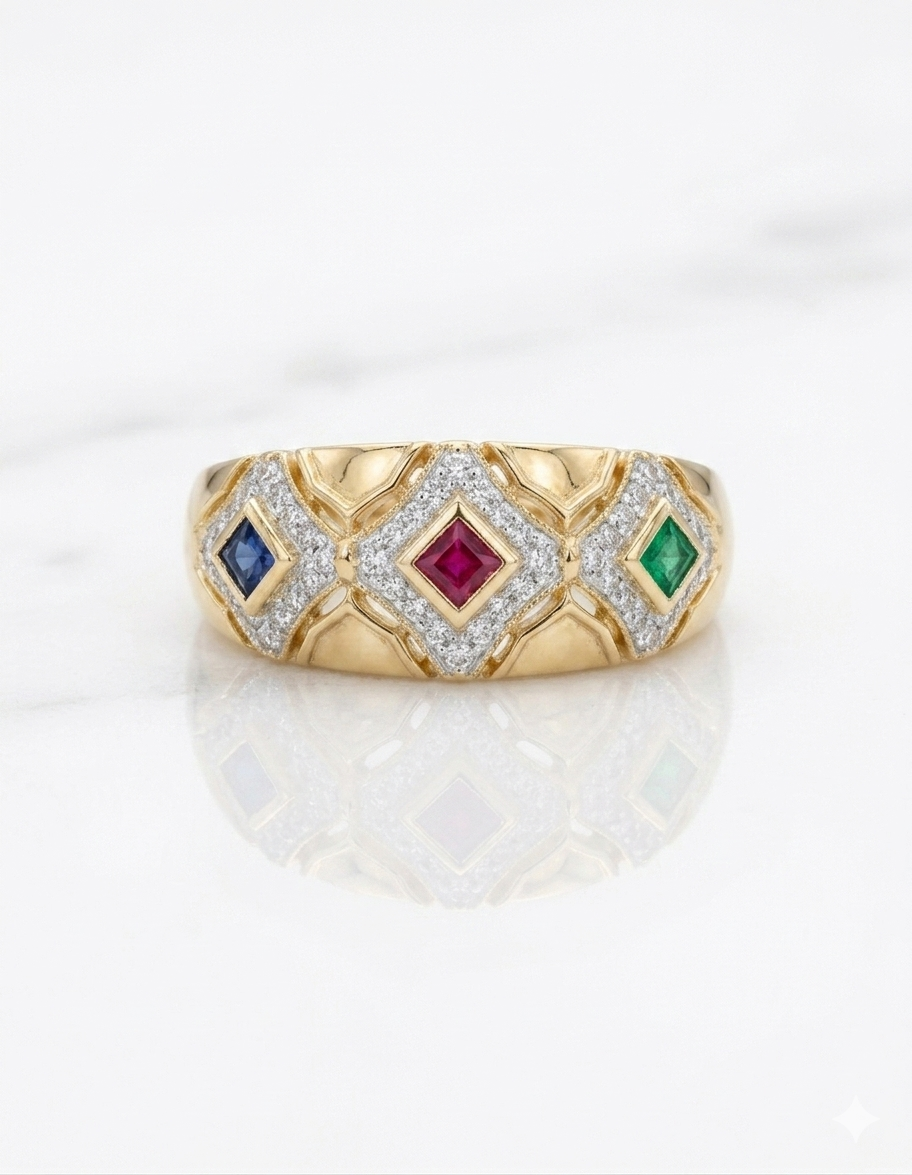14K Precious Gemstones Ring