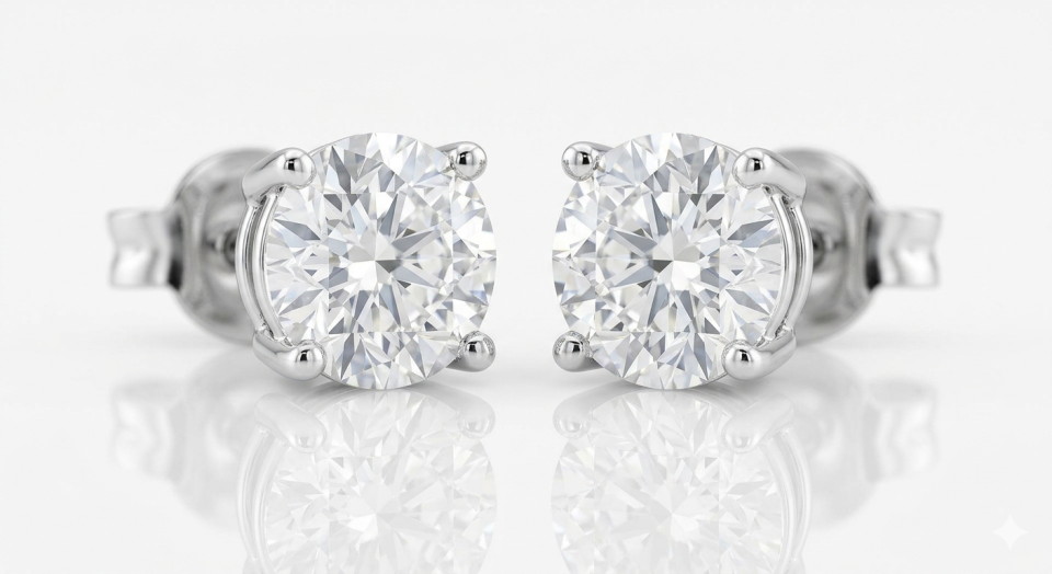 14KW Gold Diamond Stud Earrings 1.20TW