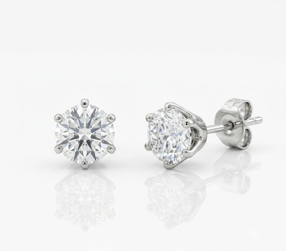 14KW Gold Diamond Stud Earrings .59TW