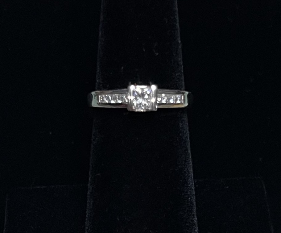 Platinum Princess Cut Engagement Ring, .50CTTW