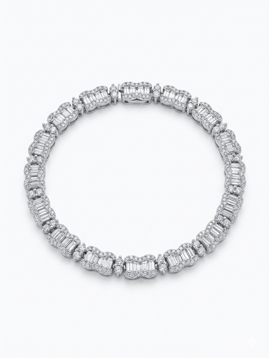 7ct Diamond Bracelet in Heavy 18k White Gold