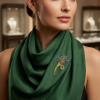 10k floral brooch on scarf